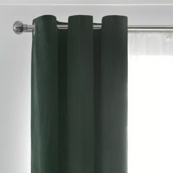 Vertical motorized curtain with subtle striped texture